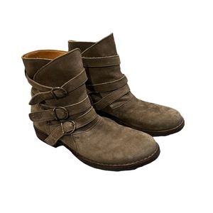 Fiorentini + Baker 3 Buckle Brown Suede Moto Ankle Boots